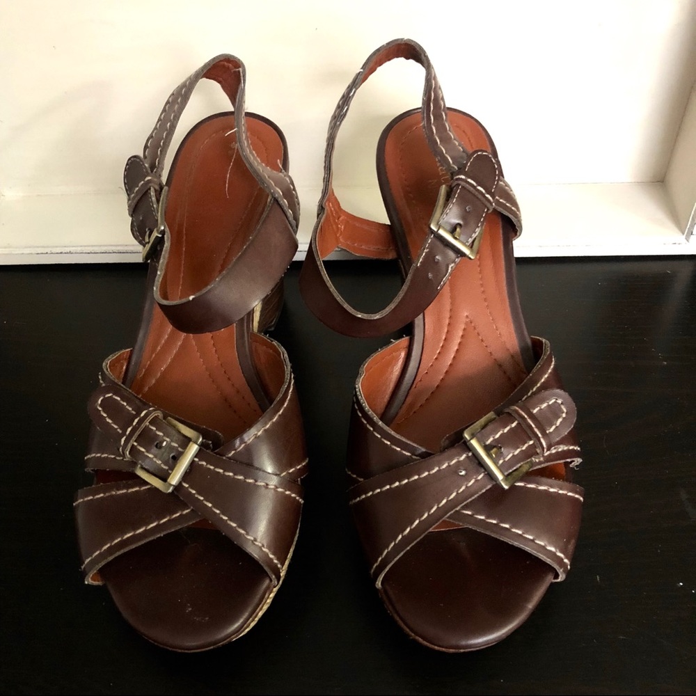 NATURALIZER Brown Leather Wedges
